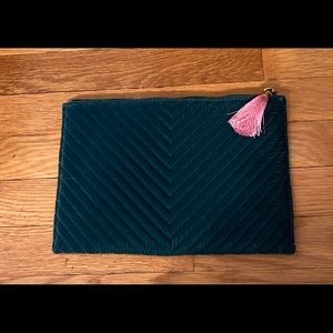 J. Crew green quilted pouch